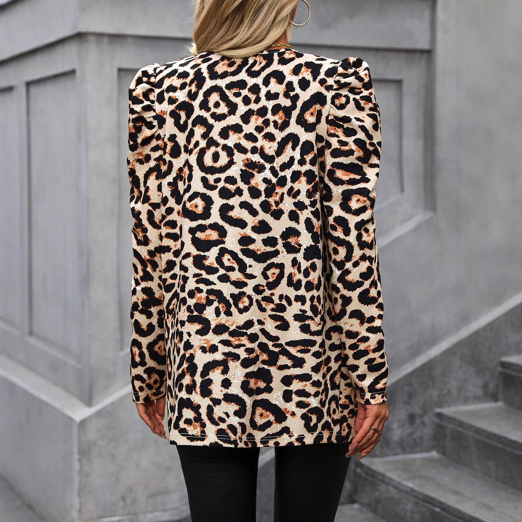 WildCharm Leopard Print Cardigan Coat