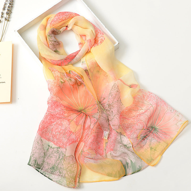 Summer Sunscreen Simulation Silk Beach Towel All-match Scarf