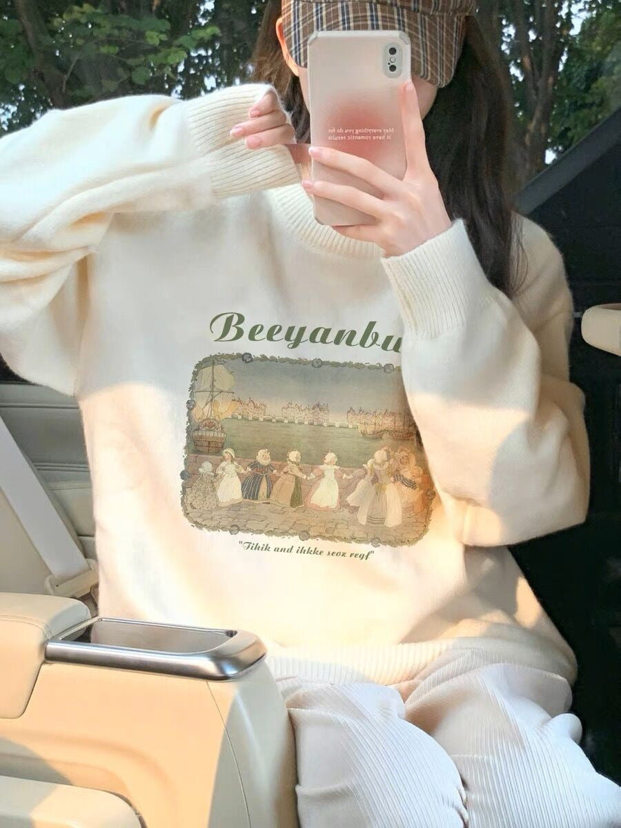 VintageEase Printed Pullover