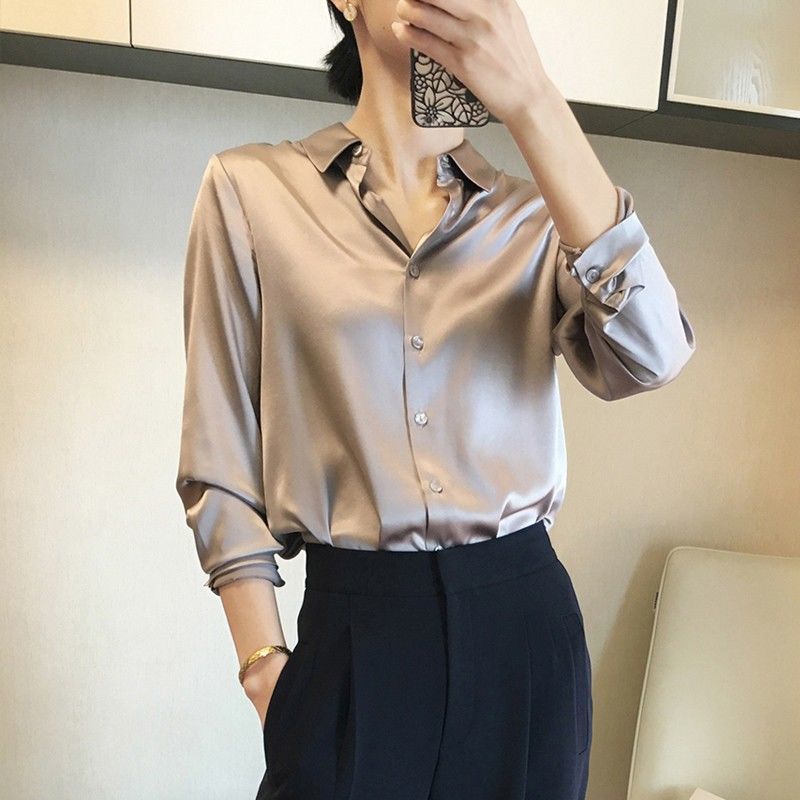 Satin Real Silk Shirt Elegant High-end