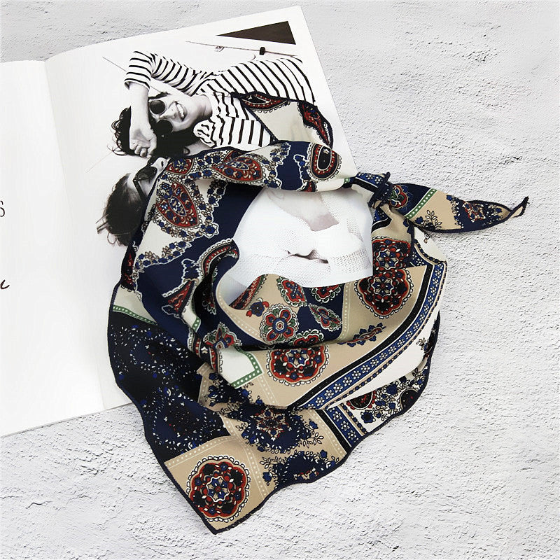 Decorative Printed Triangle Small Silk Scarf