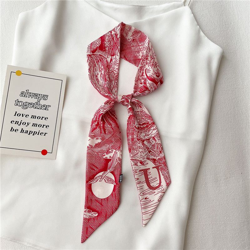 Women's Fashion Creative Letters Silk Scarf