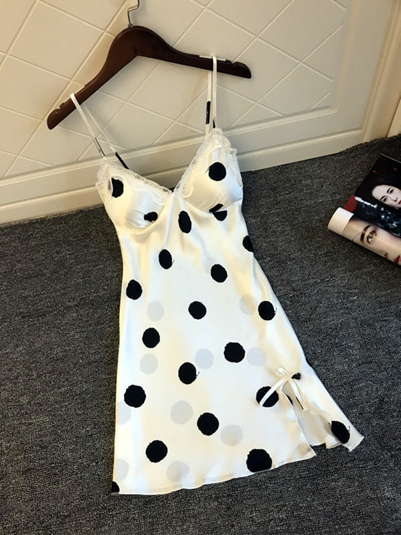Sexy Nightdress With Ice Silk Suspenders