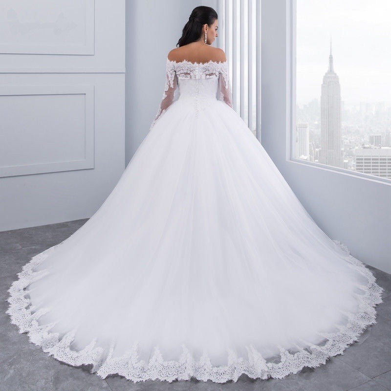 Ethereal Bloom – Lace Cathedral Train Bridal Gown