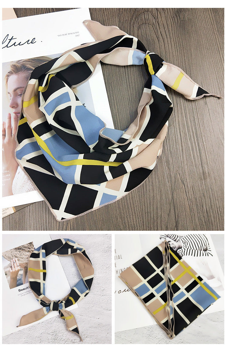 Decorative Printed Triangle Small Silk Scarf