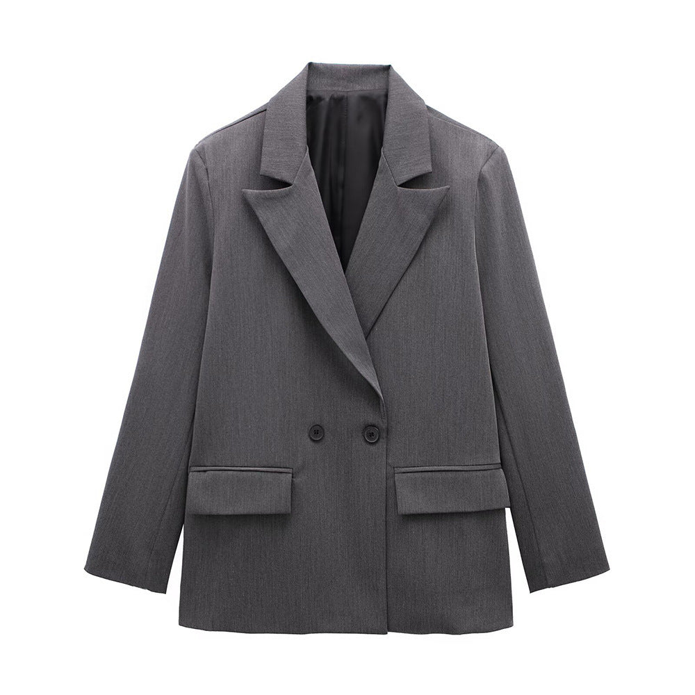 VividEase Double-Breasted Commuter Jacket