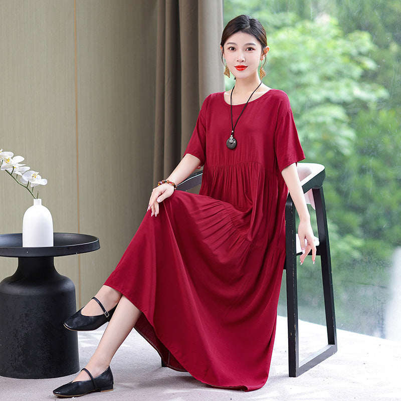 High End Floral Cotton Silk Dress For Women