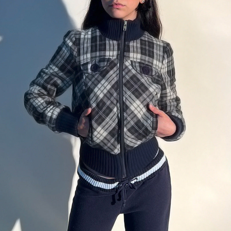 HeritagePlaid Turtleneck Coat