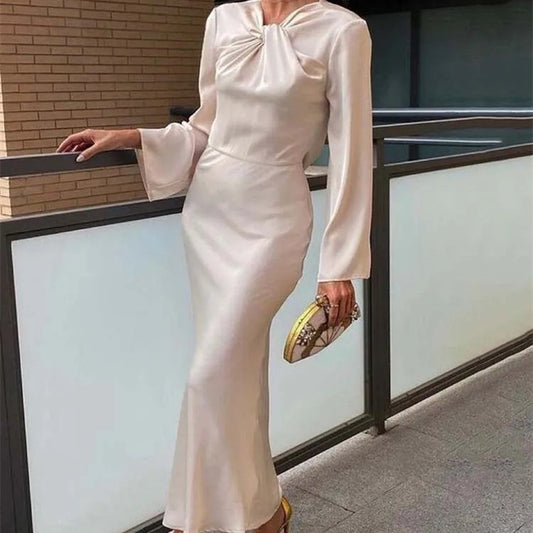 Spring Design Niche Silk Satin Texture Dress