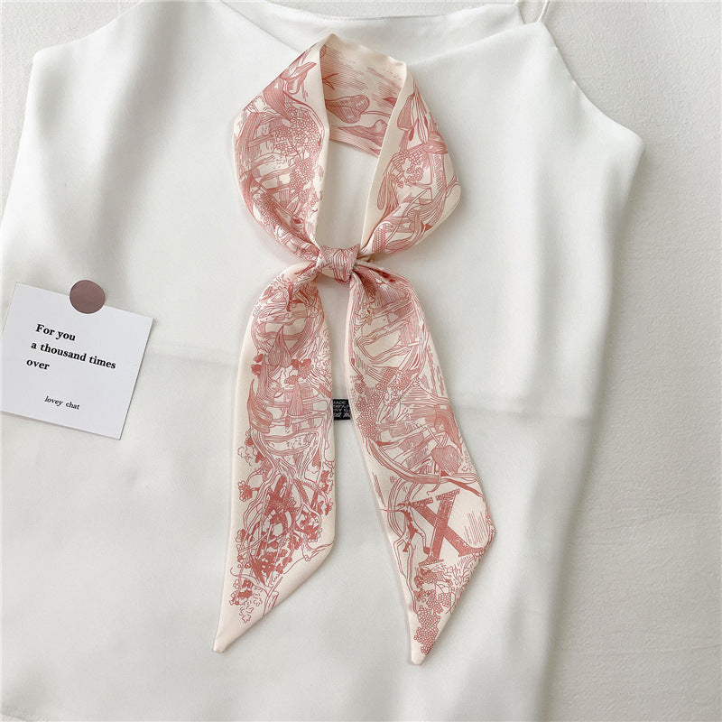 Women's Fashion Creative Letters Silk Scarf