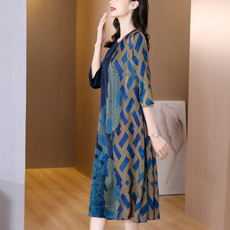 Middle-aged Women's Silk DressMom