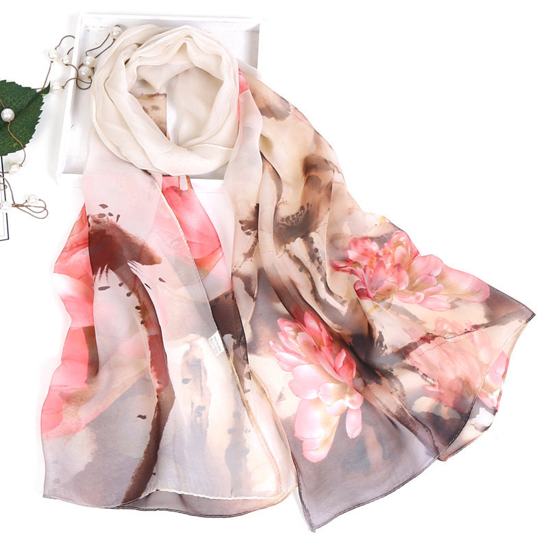 Summer Sunscreen Simulation Silk Beach Towel All-match Scarf