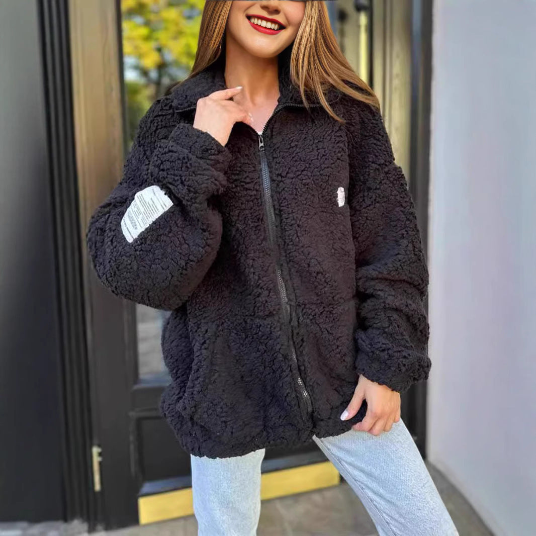 PlushLuxe Zipper Coat