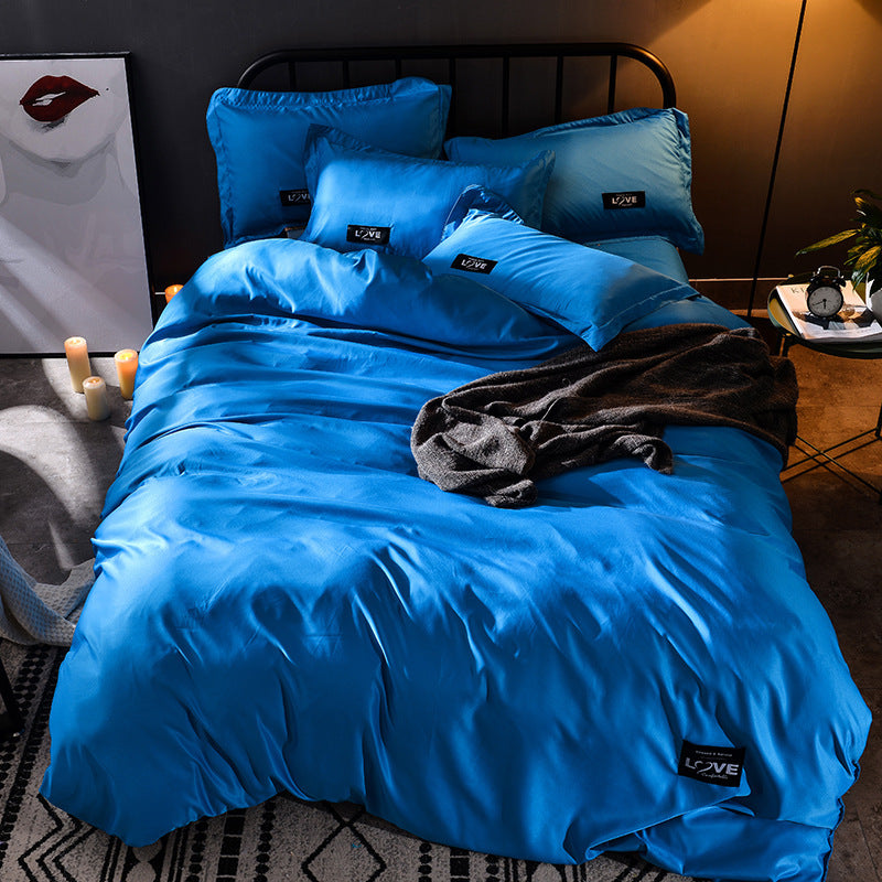 Simple washed cotton silk four piece set