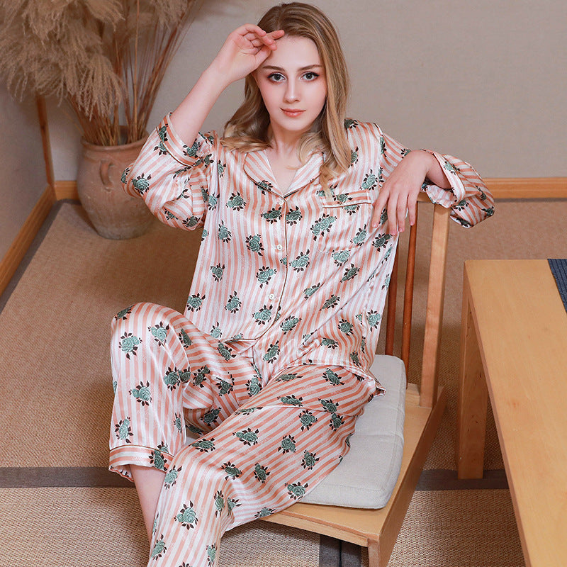 Two-piece suit long sleeve silk home service