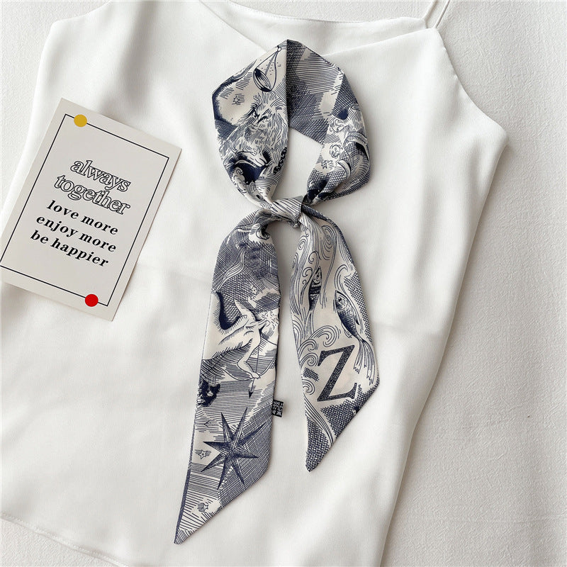 Women's Fashion Creative Letters Silk Scarf