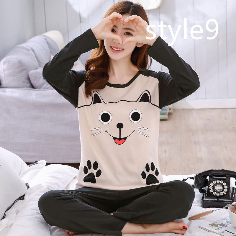 Milk Silk Cartoon Long-sleeved Trousers Ladies Home Service Suit