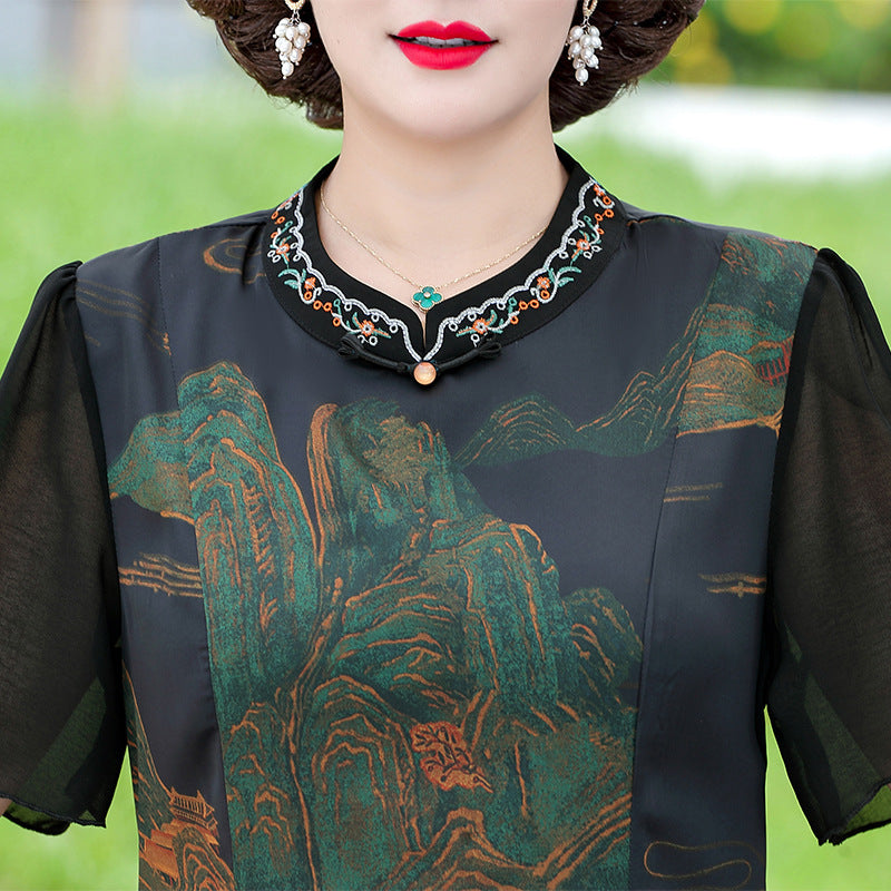 High-end Cheongsam Improved Silk Dress