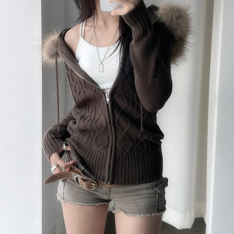 TwistEra Slim Zipper Cardigan