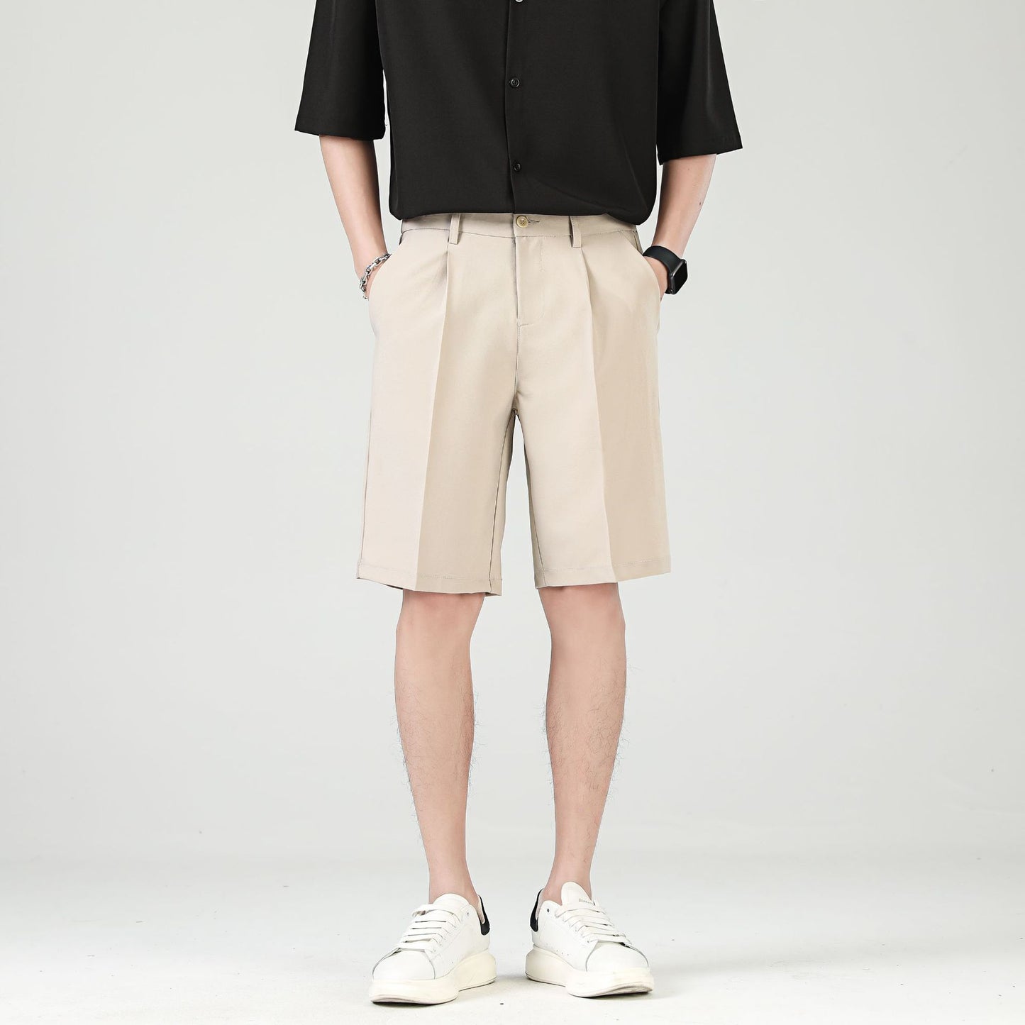 Fashion Summer Ice Silk Suit Shorts Men