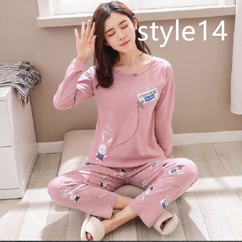 Milk Silk Cartoon Long-sleeved Trousers Ladies Home Service Suit