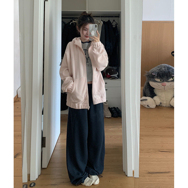 EmbroiWarm Hooded Fleece Coat