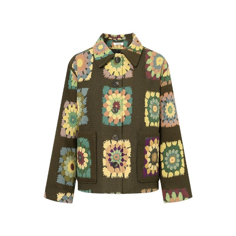 VerdeBloom Printed Lapel Coat