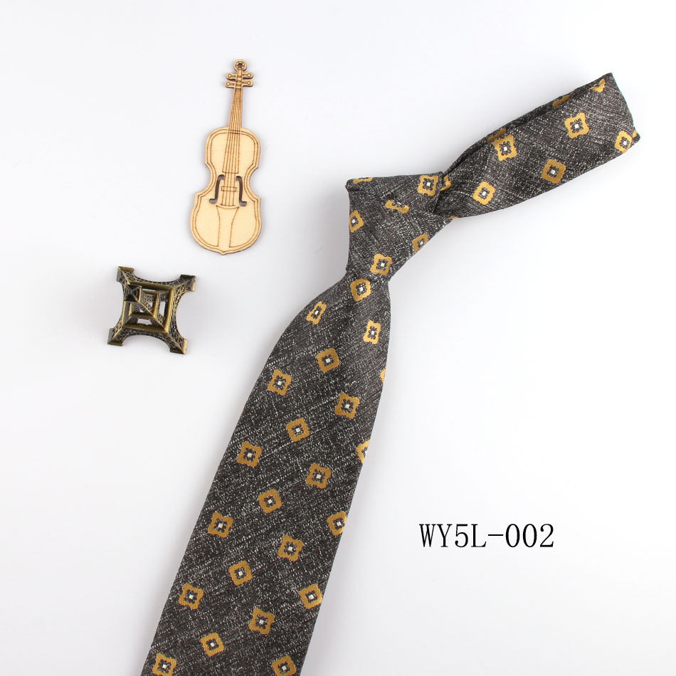 Business Clothing Tie Factory Wholesale Men's Trendy Striped Jacquard Polyester Silk Tie Work Workplace Amazon