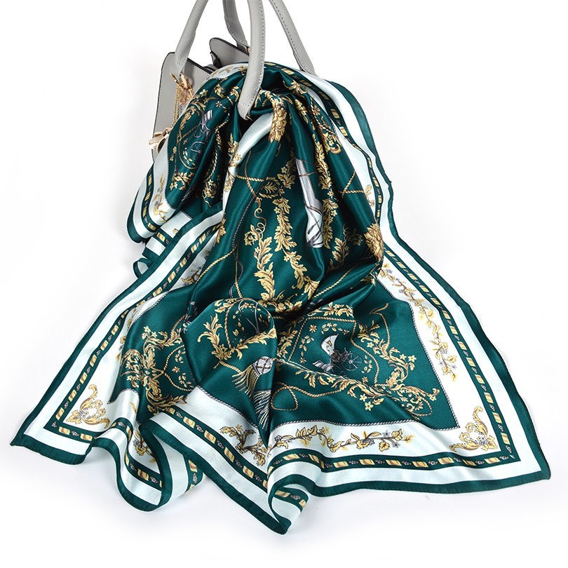 Wild Western Style Plain Crepe Satin Square Silk Scarf