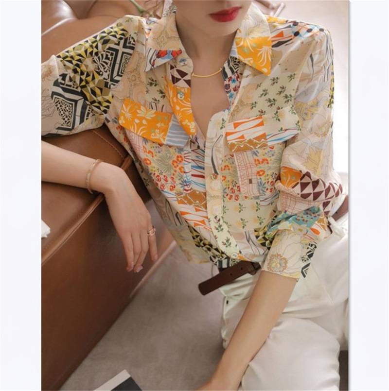 Women's All-match Casual Mulberry Silk Long-sleeved Shirt
