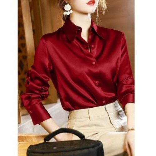 Satin Real Silk Shirt Elegant High-end