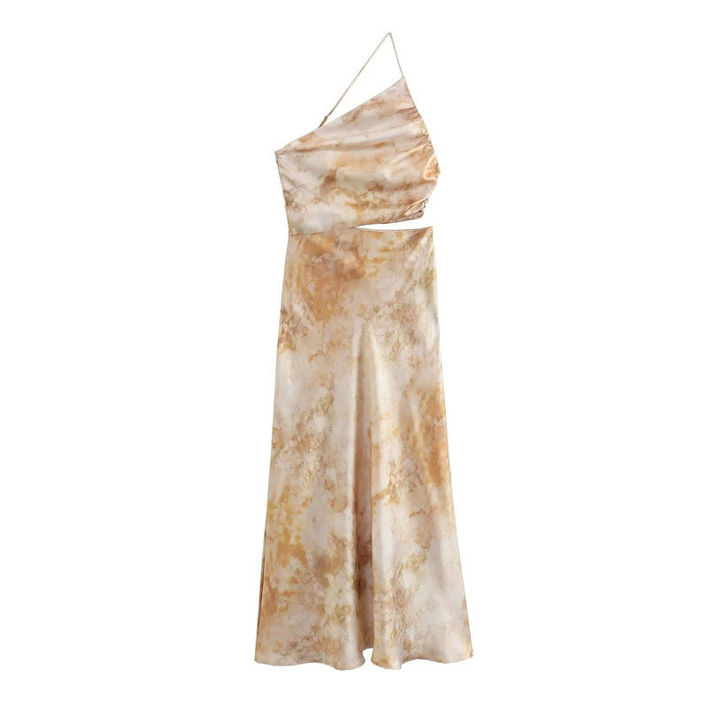 Design Printed Silk Satin Texture Dress