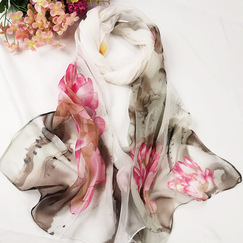 Summer Women's Sunscreen Long Silk Scarf