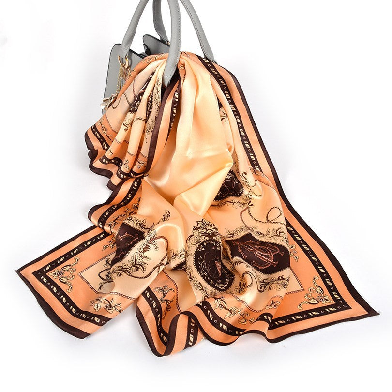 Wild Western Style Plain Crepe Satin Square Silk Scarf