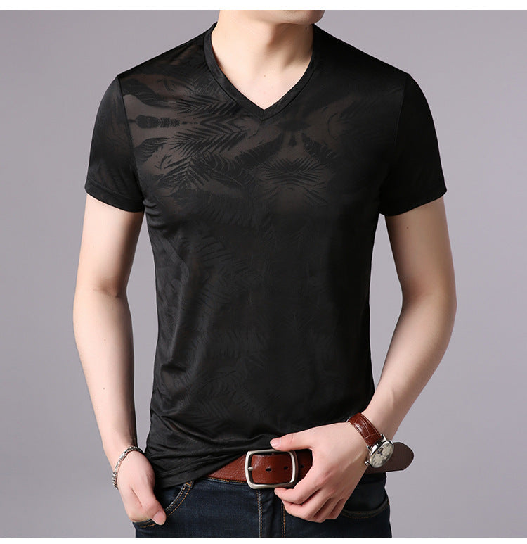 Men's ice silk short sleeve T-shirt