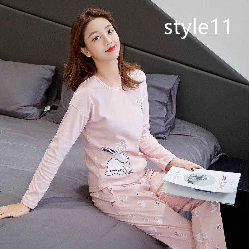 Milk Silk Cartoon Long-sleeved Trousers Ladies Home Service Suit
