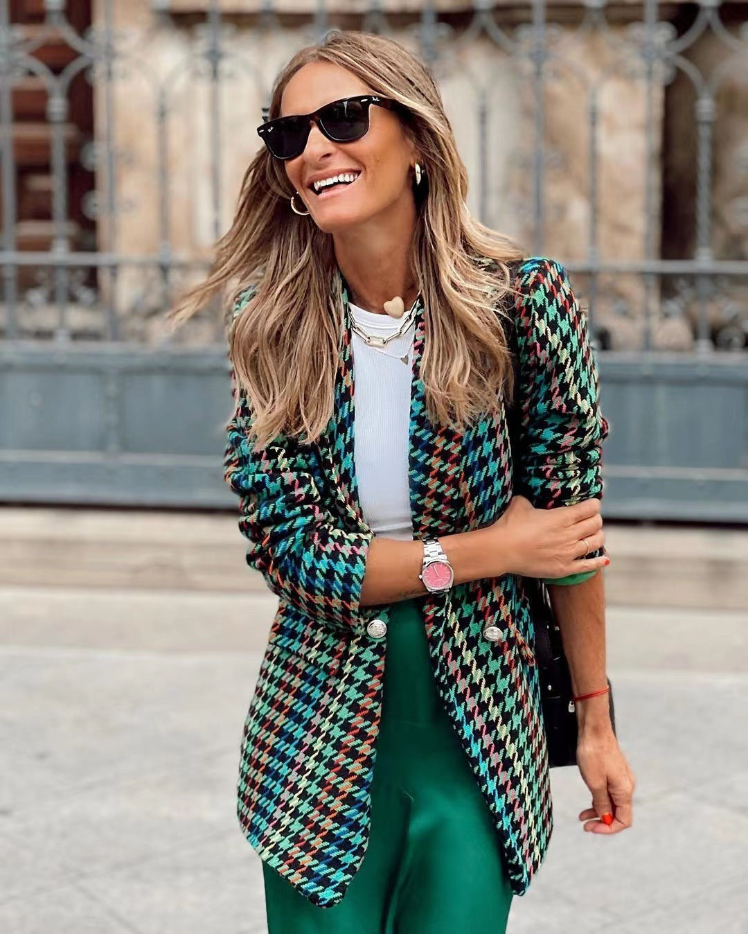 Houndstooth Elegance Blazer