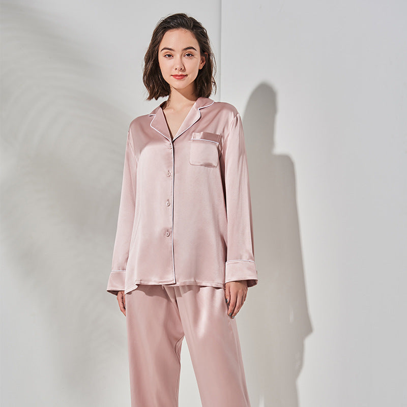 Ladies Long Sleeve Silk Home Pajamas Set