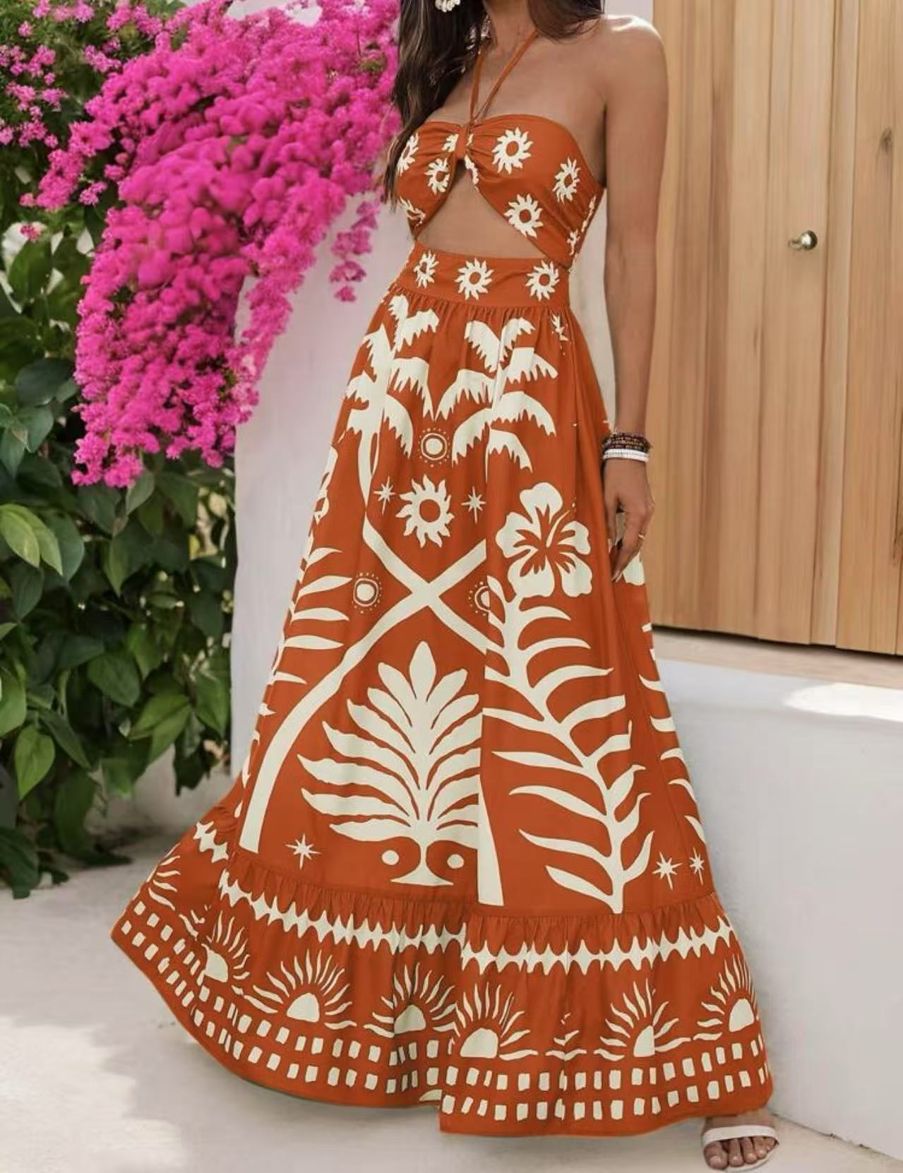 Saffron Bloom Halter Dress