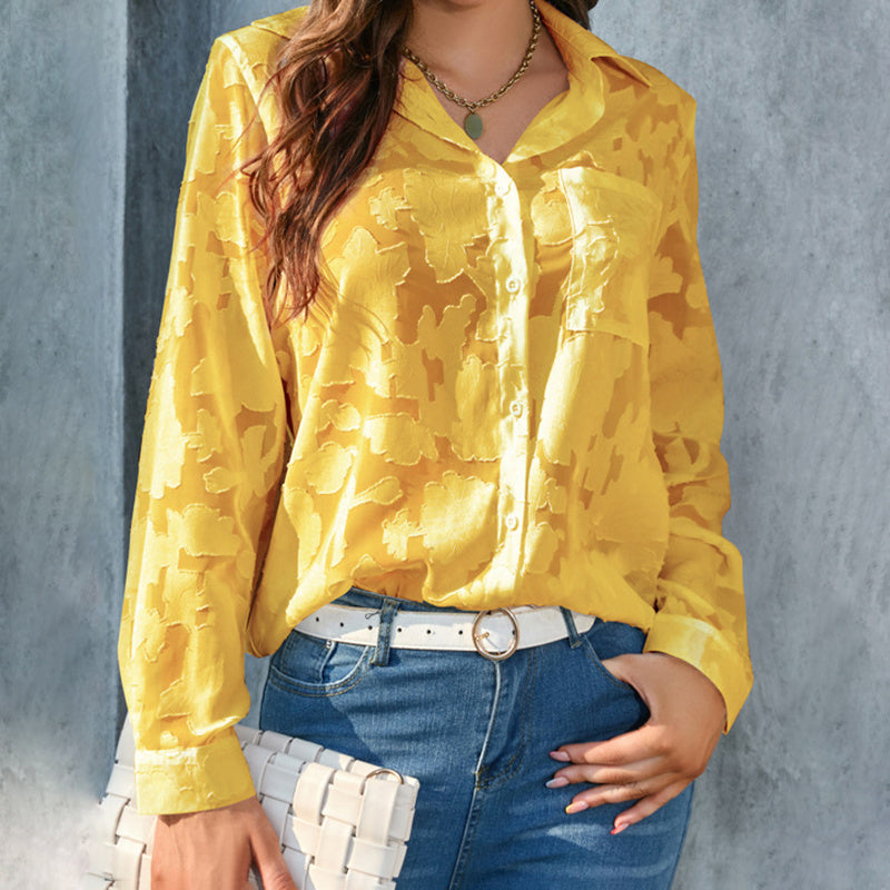 SheerMuse Jacquard Blouse