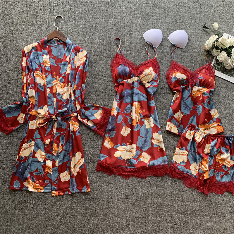 Silk sexy suspender nightdress