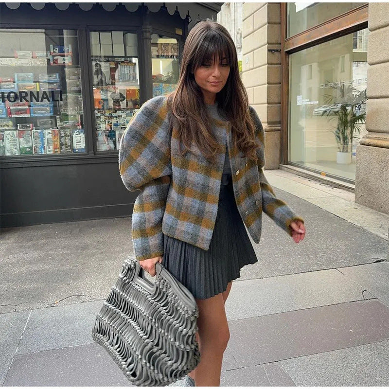 RetroGrid Contrast Check Coat