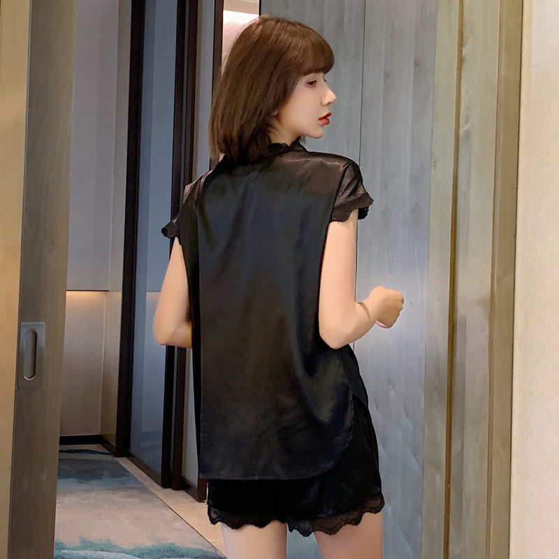 Summer ice silk thin lace women's pajamas