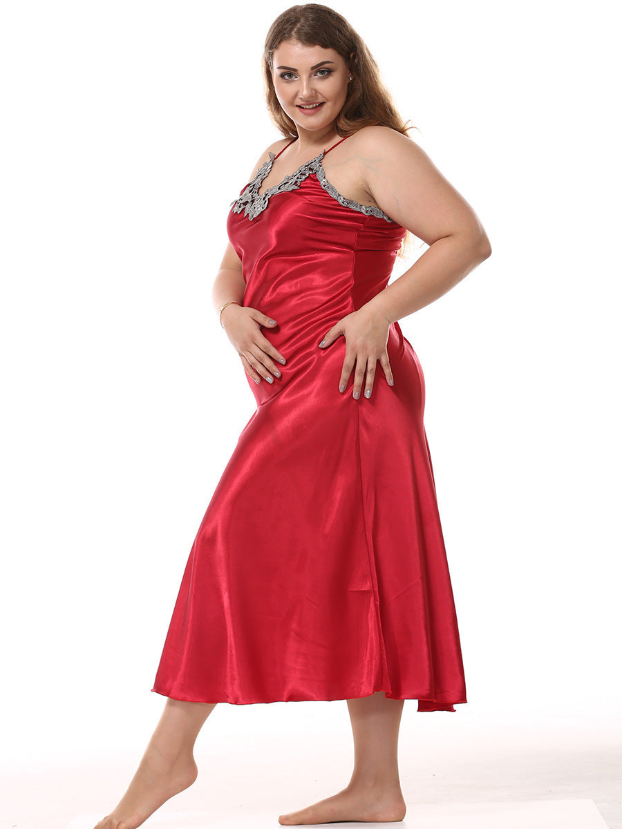 Large size silk nightdress