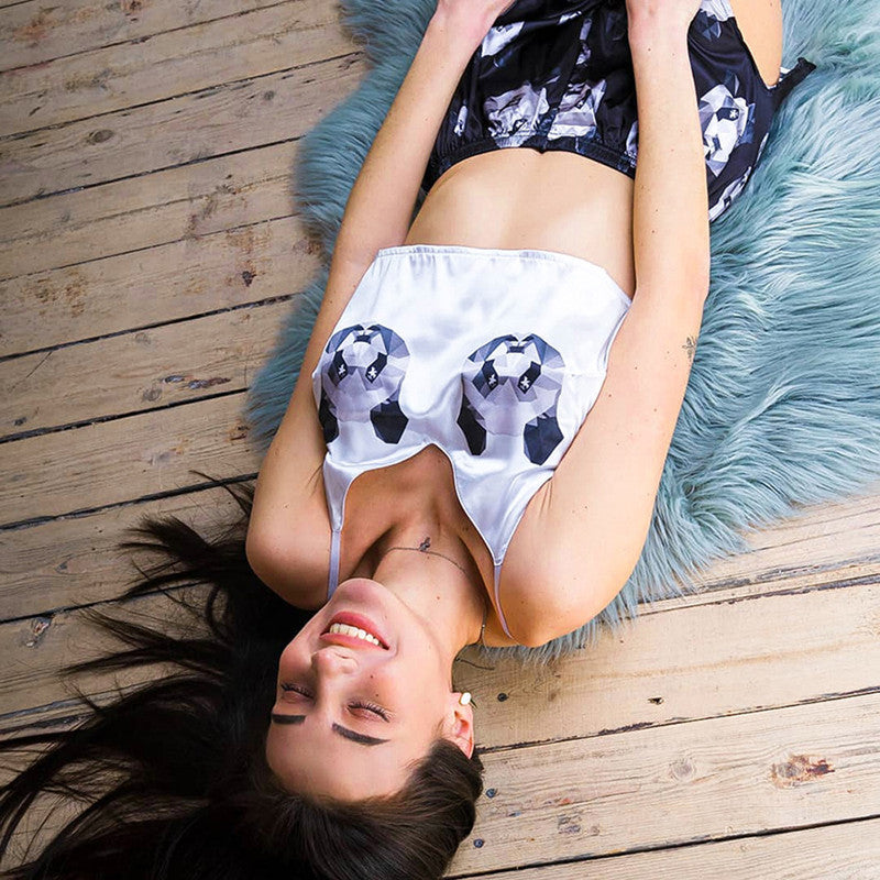 Women's silk print pajamas