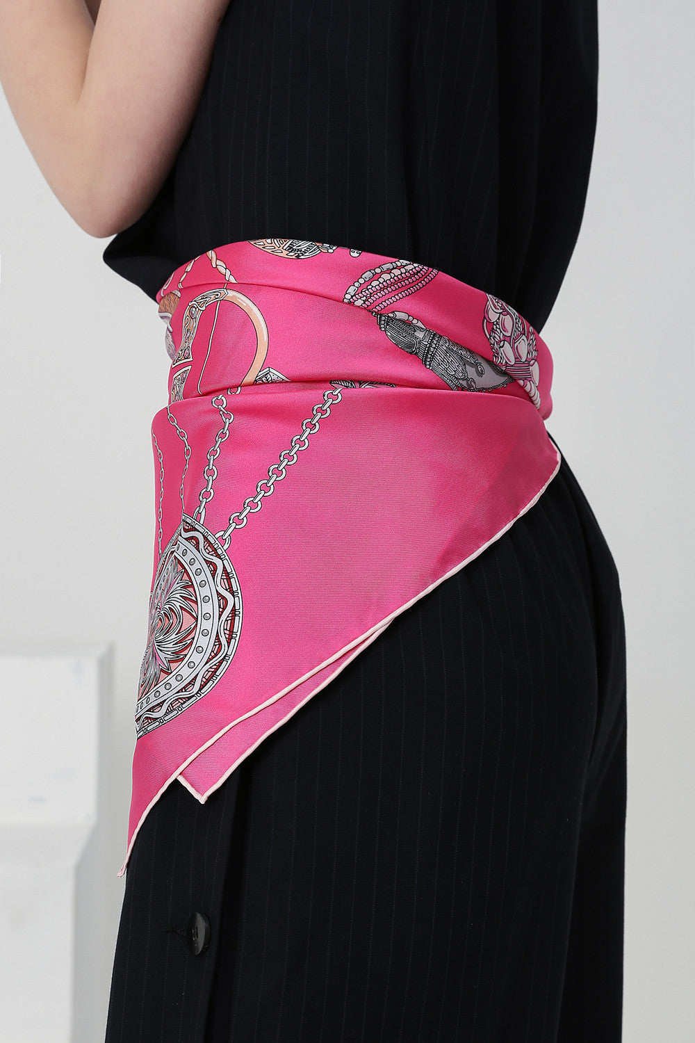 Screen Print Fuschia Silk Scarf