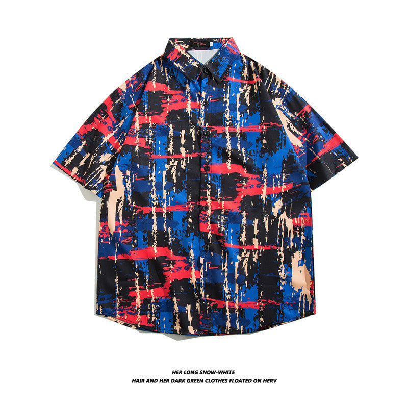 Hawaiian Ice Silk Short Sleeve Shirt Men