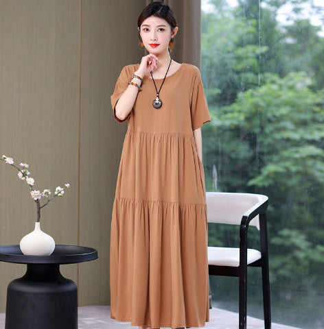 High End Floral Cotton Silk Dress For Women