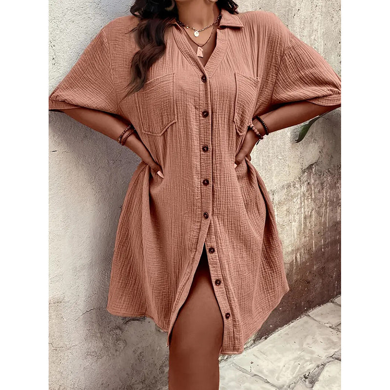Coastal Ease Cotton Shirt Dress