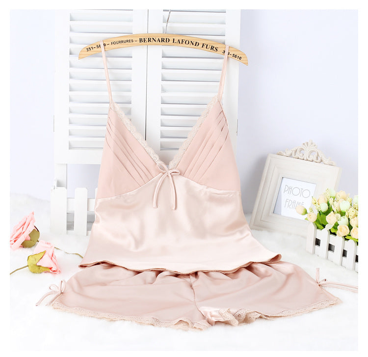 Shorts Suit Thin Silk Suspenders Sexy Home Wear